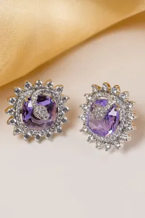 Purple Crystal Stud Earrings