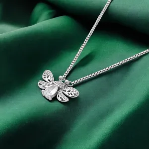 Radiant 925 Sterling Silver Bee Pendant Necklace with Sparkling Gemstone | SKU : 0021142819, 0021142826, 0021142802, 0021142796, 0021142789, 0021142772, 0003523612, 0003523599, 0003523605