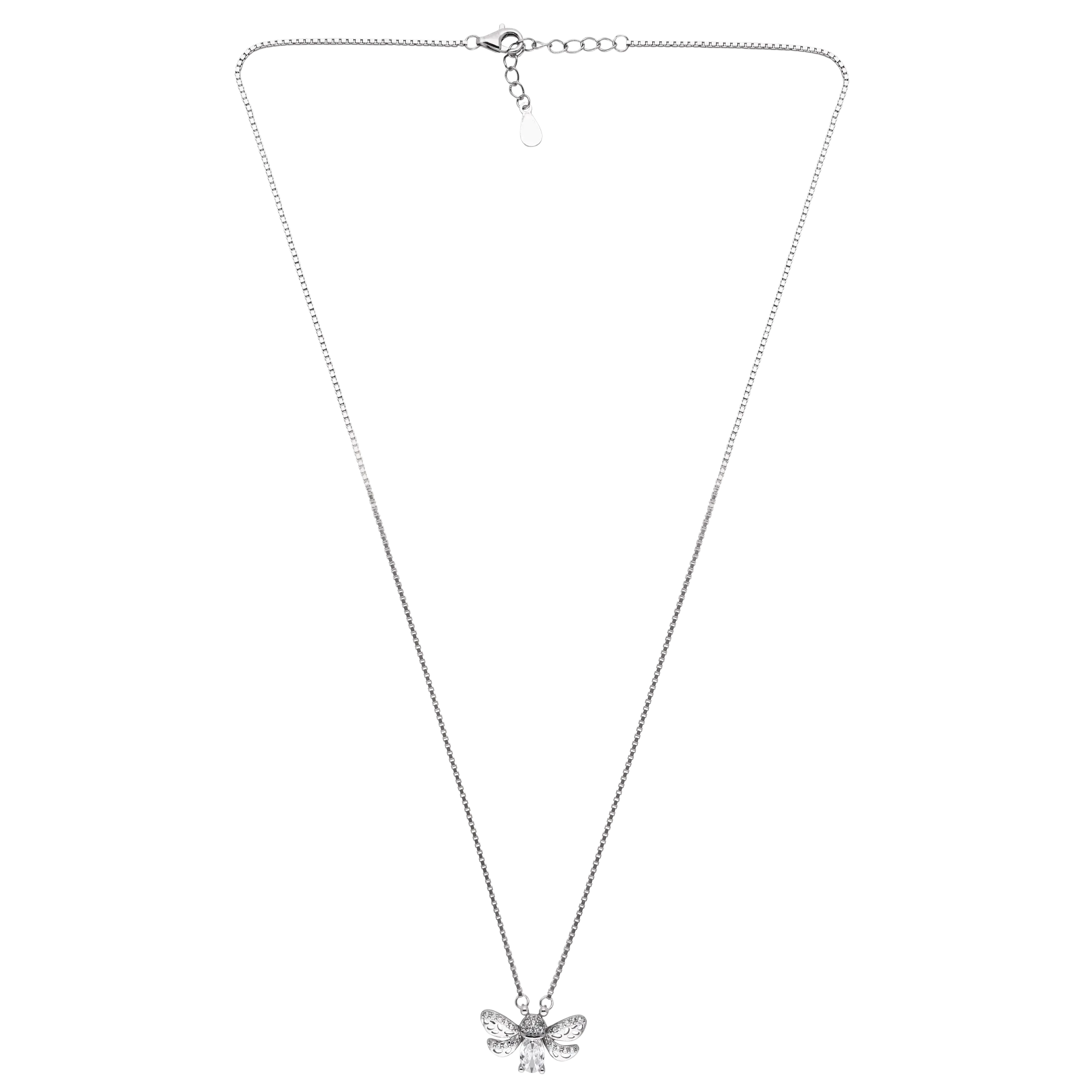 Radiant 925 Sterling Silver Bee Pendant Necklace with Sparkling Gemstone | SKU : 0021142819, 0021142826, 0021142802, 0021142796, 0021142789, 0021142772, 0003523612, 0003523599, 0003523605