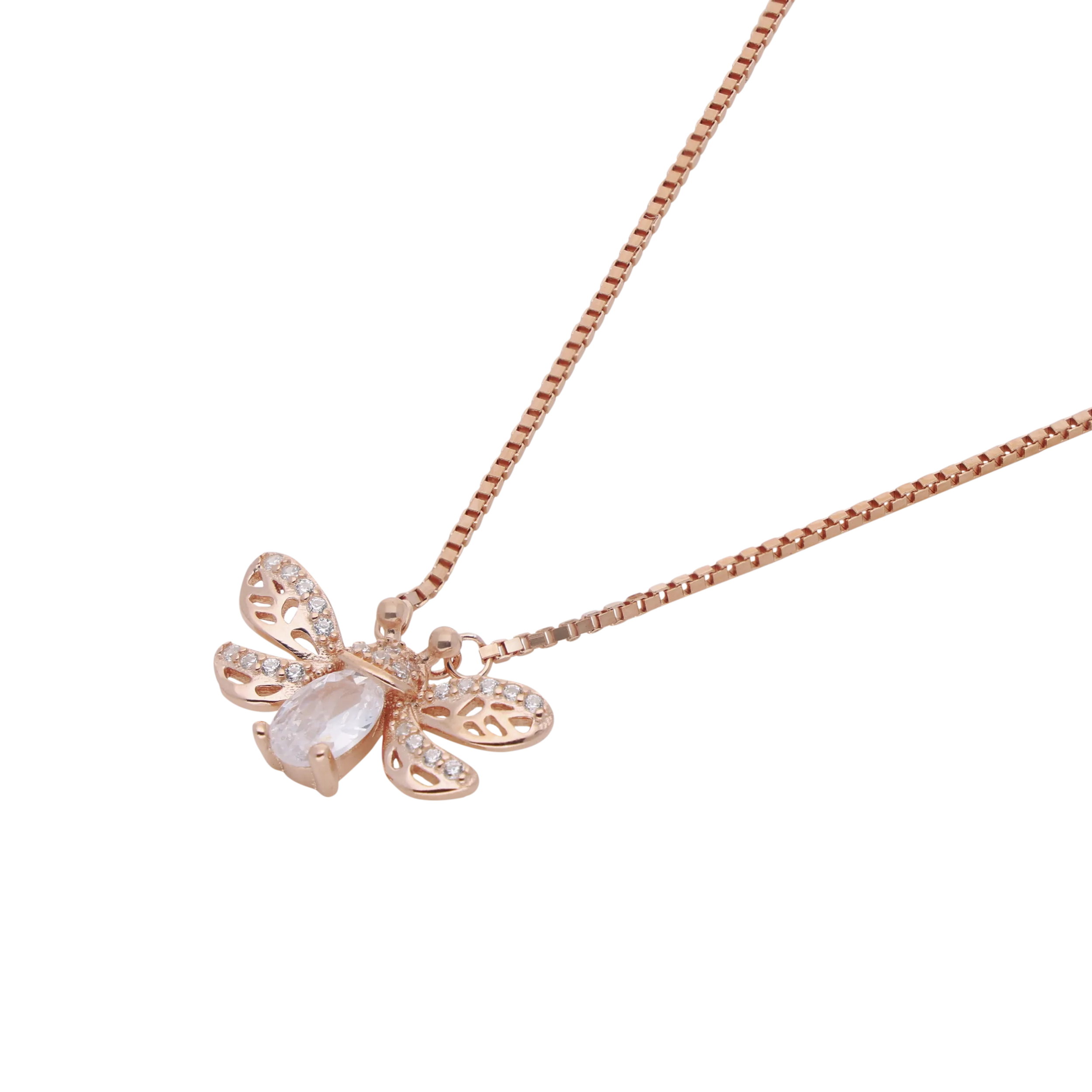 Radiant 925 Sterling Silver Bee Pendant Necklace with Sparkling Gemstone | SKU : 0021142819, 0021142826, 0021142802, 0021142796, 0021142789, 0021142772, 0003523612, 0003523599, 0003523605