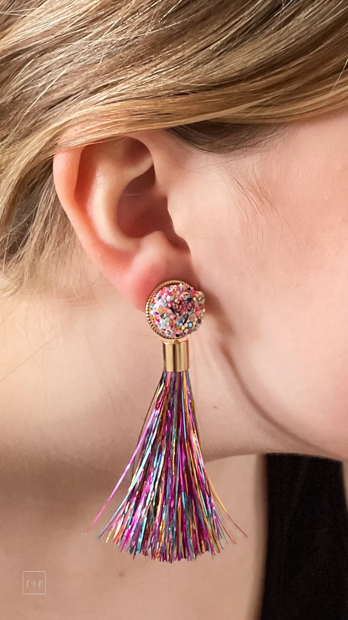 Rainbow Metallic Tassel Earrings