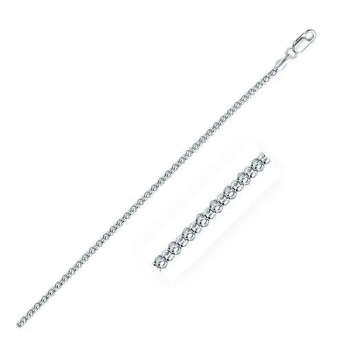 Rhodium Plated 2.5mm Sterling Silver Popcorn Style Chain, size 24''