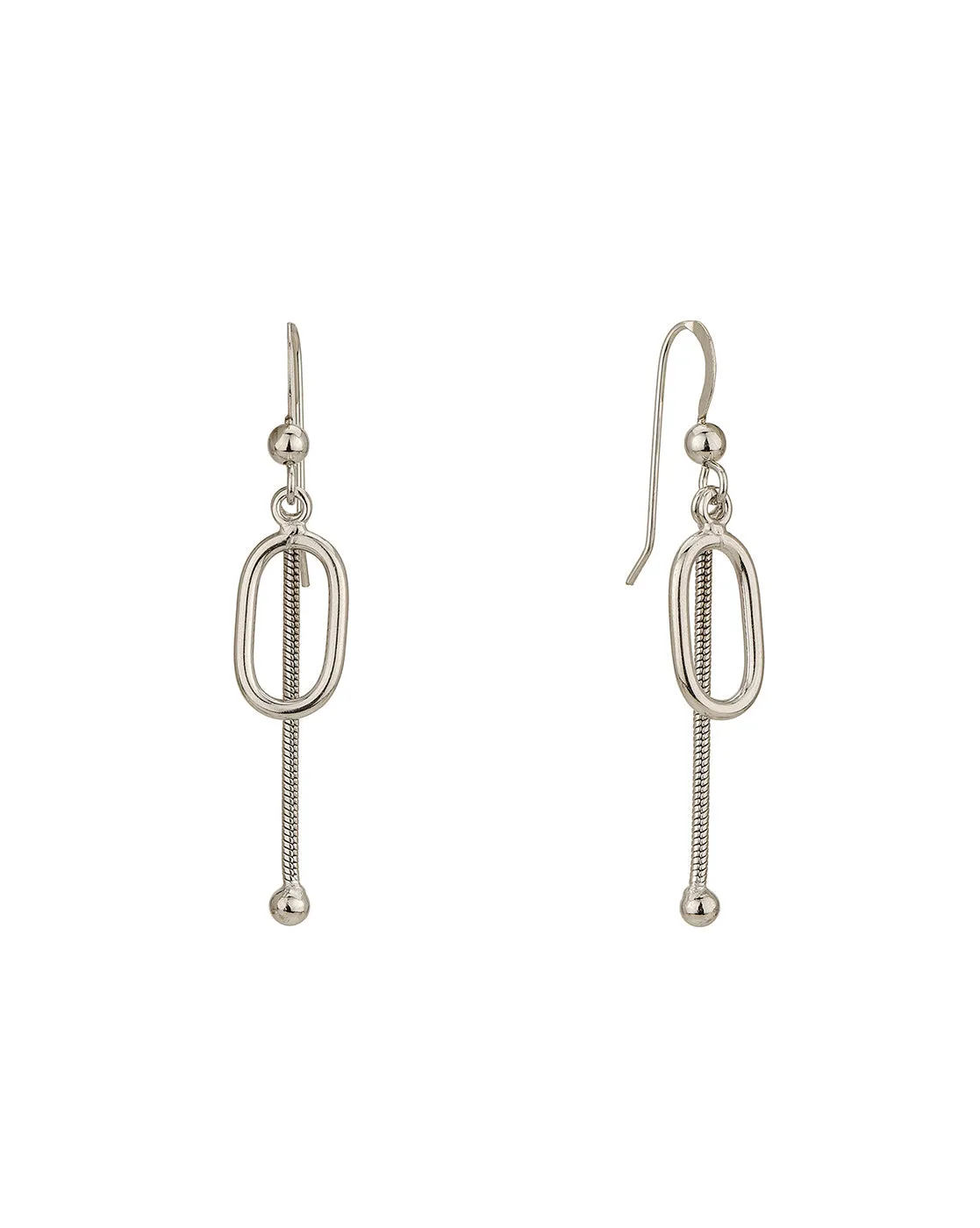 Rhodium Plated Contemporary Fancy Drop Earring