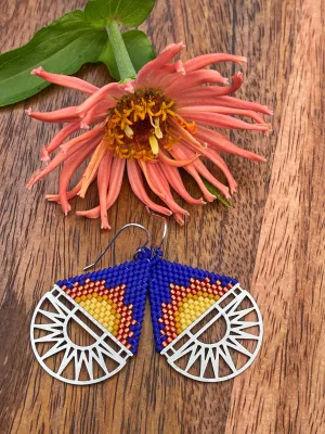 Rising Sun Seed Bead Beaded Earrings
