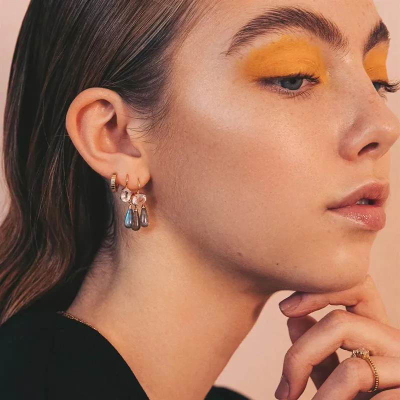 Rose 18K Gold Plated Earring w. Quartz