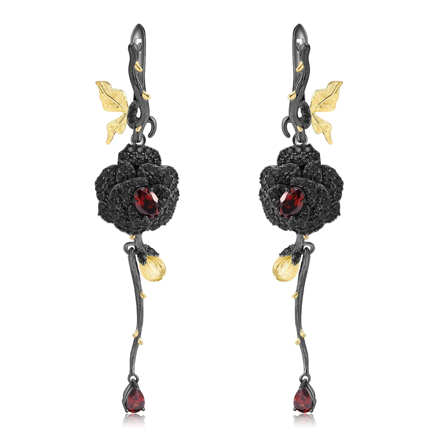 Rose Design s925 Silver Natural Colorful Drop Earrings for Women