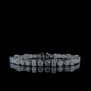 Round and Emerald Diamond tennis Bracelet