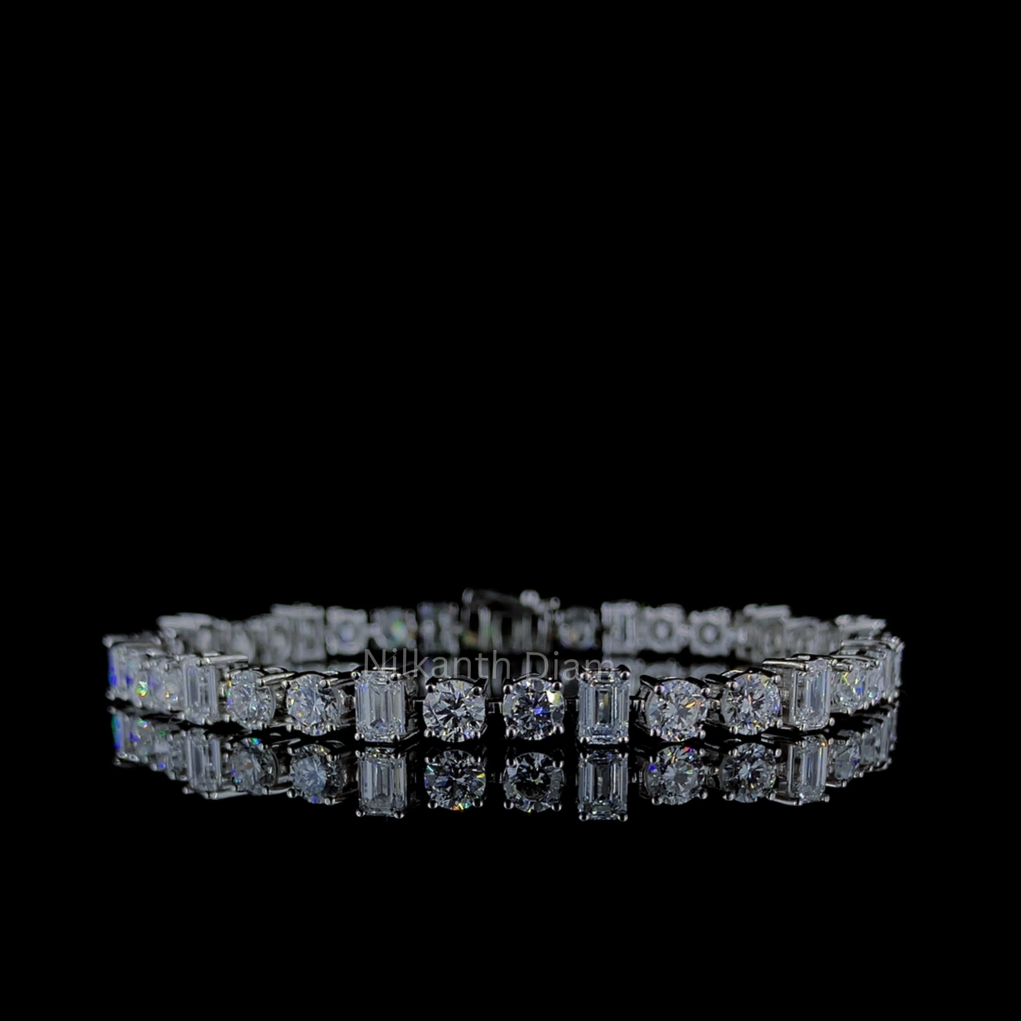 Round and Emerald Diamond tennis Bracelet