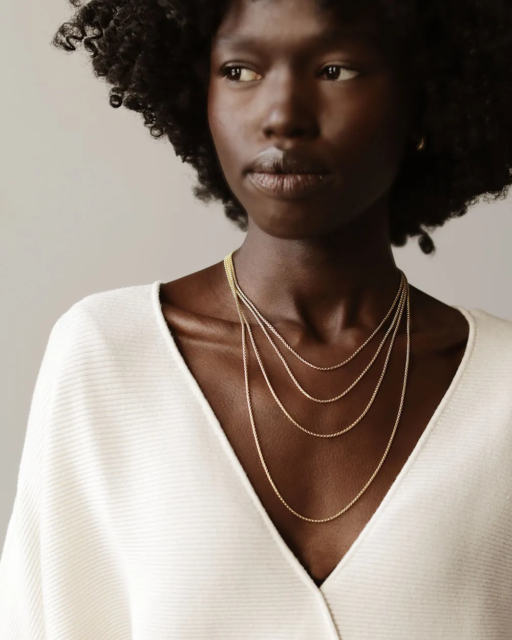 Round Box-Cut Gold Chain