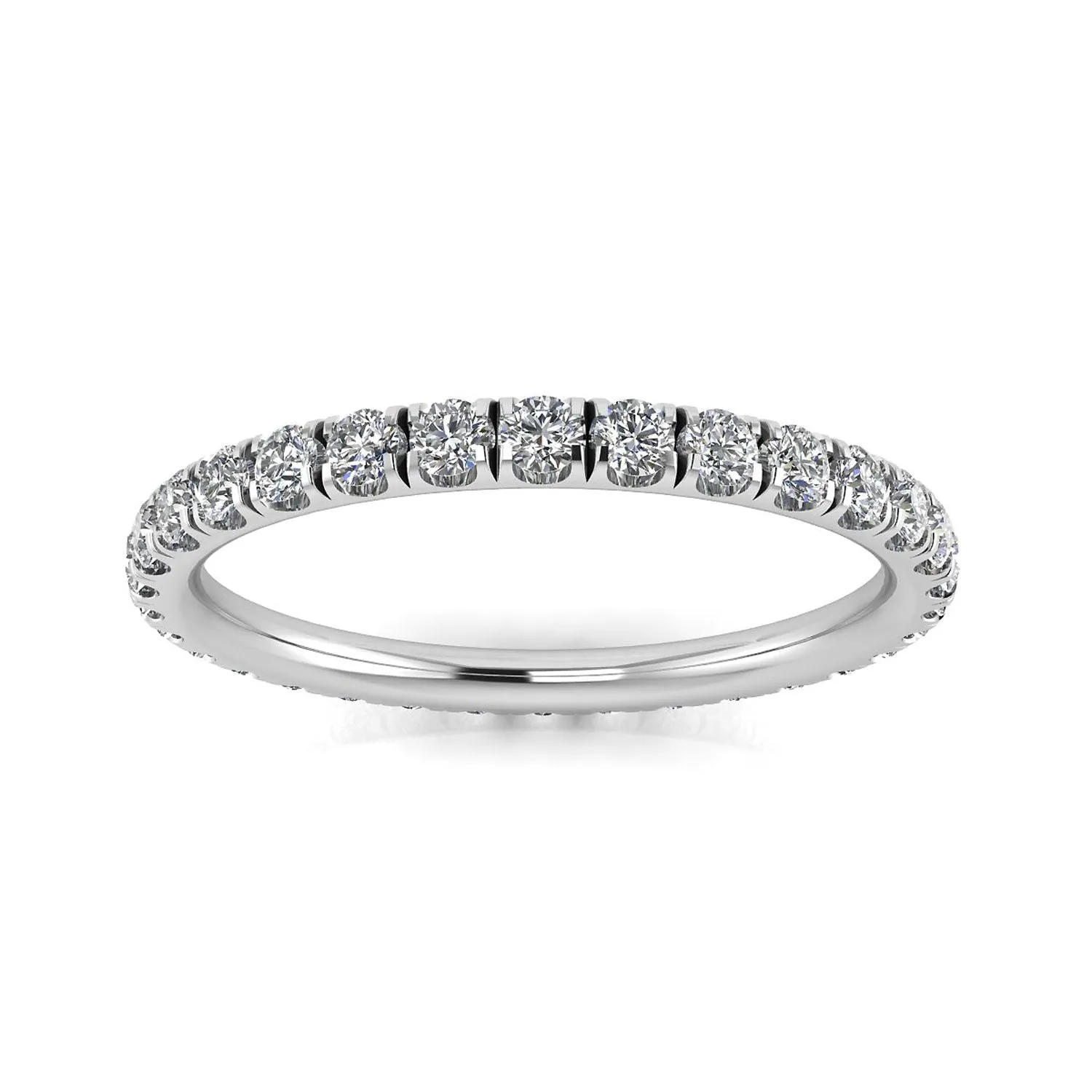 Round Brilliant Cut Diamond Split Prong Set Eternity Ring In 18k White Gold  (1.02ct. Tw.) Ring Size 9