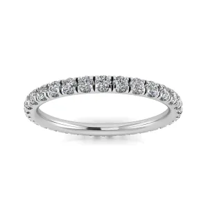 Round Brilliant Cut Diamond Split Prong Set Eternity Ring In 18k White Gold  (1.02ct. Tw.) Ring Size 9