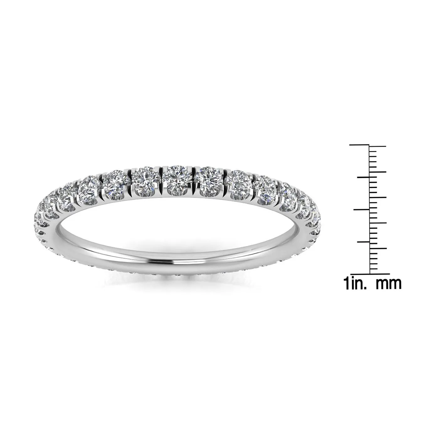 Round Brilliant Cut Diamond Split Prong Set Eternity Ring In 18k White Gold  (1.02ct. Tw.) Ring Size 9