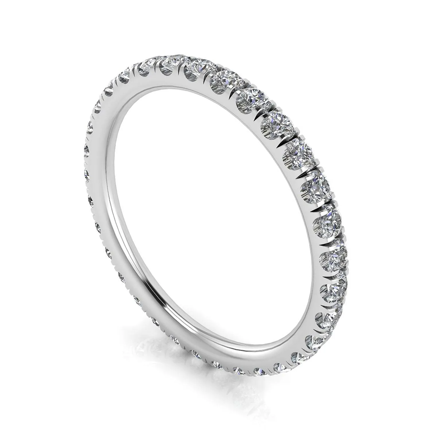 Round Brilliant Cut Diamond Split Prong Set Eternity Ring In 18k White Gold  (1.02ct. Tw.) Ring Size 9