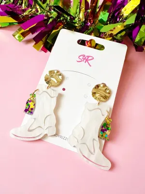 Sandy   Rizzo Mardi Gras Marching Boot Earrings