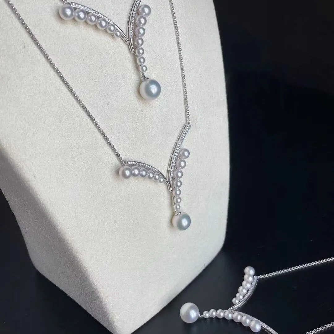 Sea Gull White Akoya & South Sea Pearl Pearl Pendant Necklace