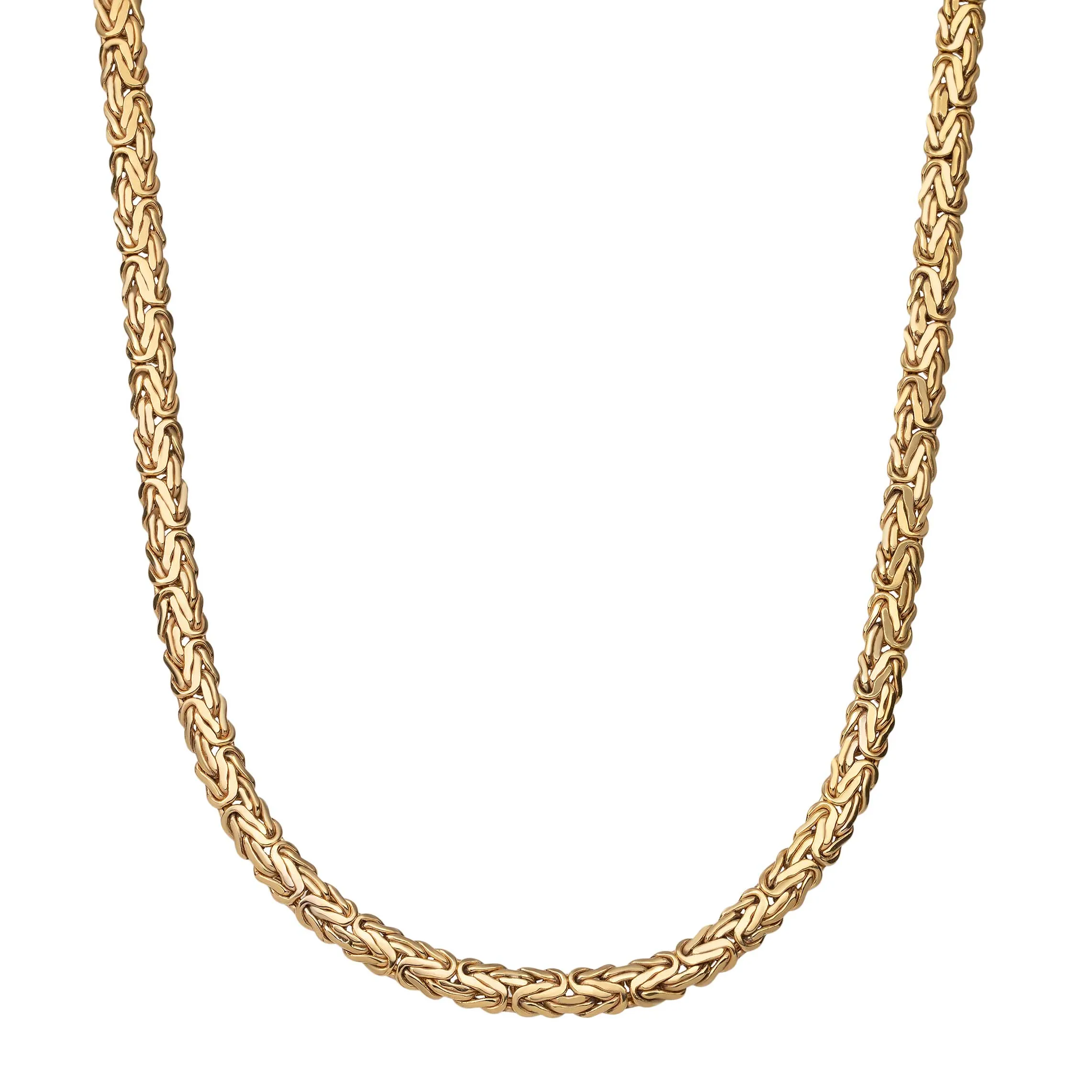 Shiny Classic Dome Byzantine Chain Necklace 10K Yellow Gold