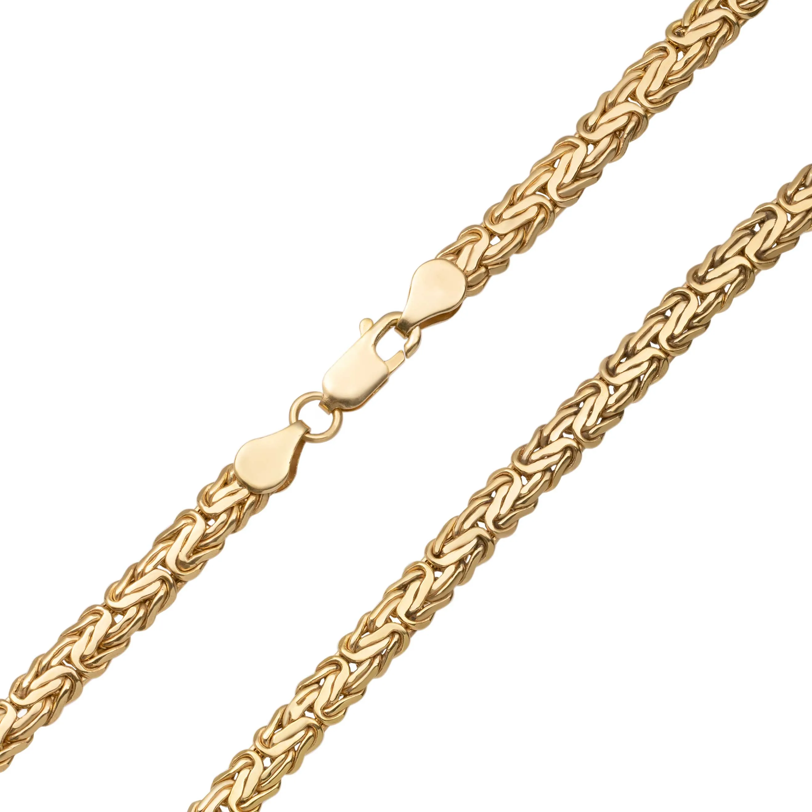 Shiny Classic Dome Byzantine Chain Necklace 10K Yellow Gold