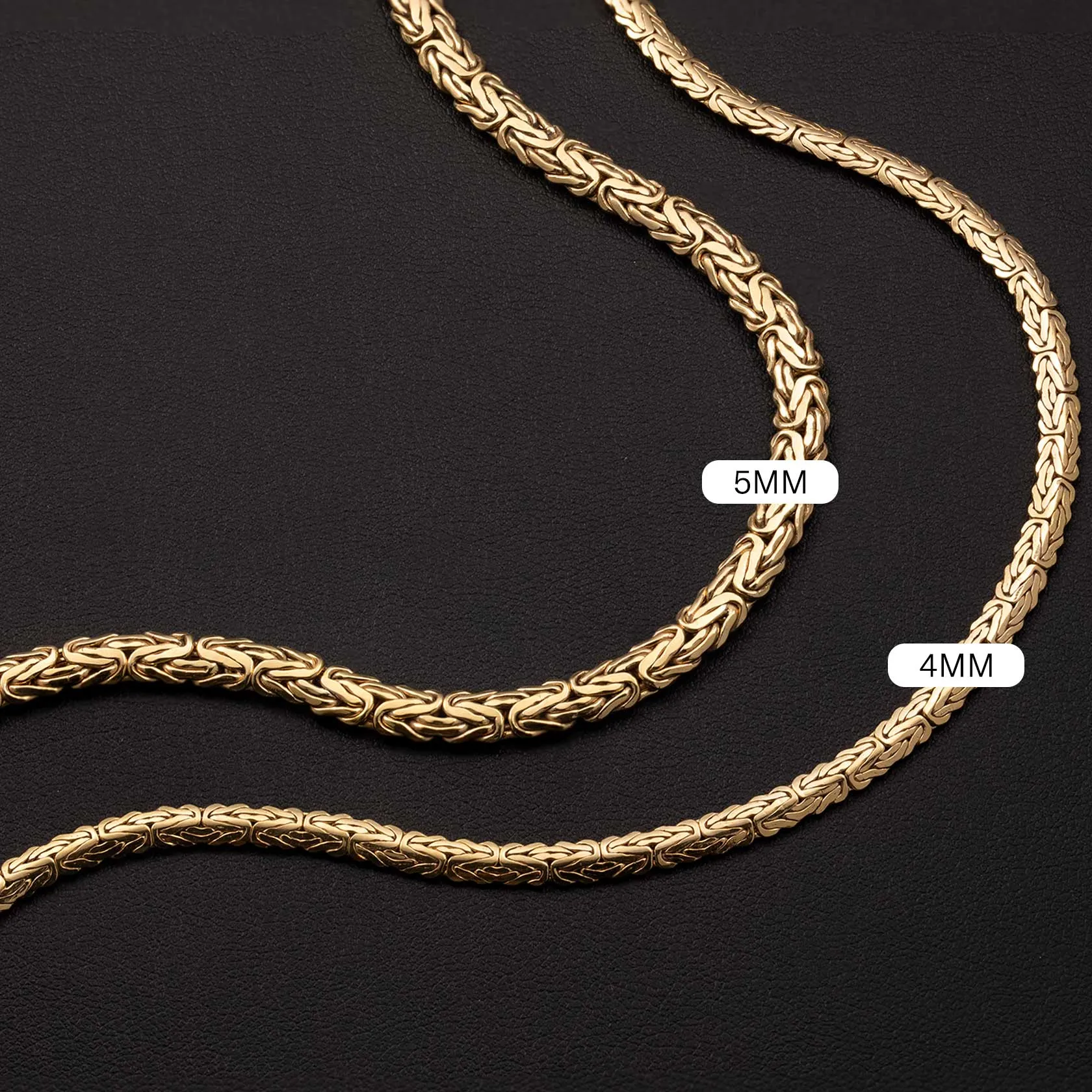 Shiny Classic Dome Byzantine Chain Necklace 10K Yellow Gold