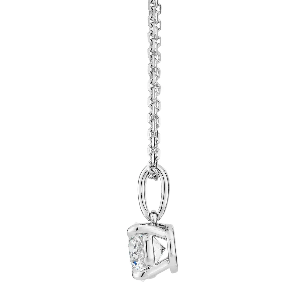 Signature Simulant Diamond 0.70 carat* round brilliant solitaire pendant in 14 carat white gold