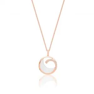 Silver & Co Rose Gold Plated Mother of Pearl Cubic Zirconia Pendant SPG0072R