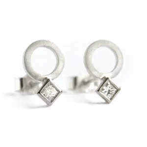 Silver and 18ct white gold diamond contemporary earrings