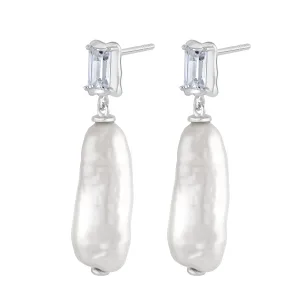 Silver Baroque Pearl Earrings