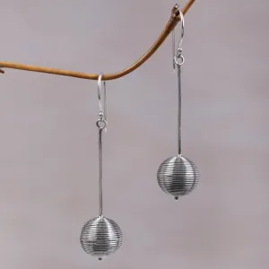 Silver Lampion Contemporary Hand Crafted Sterling Silver Earrings from Bali