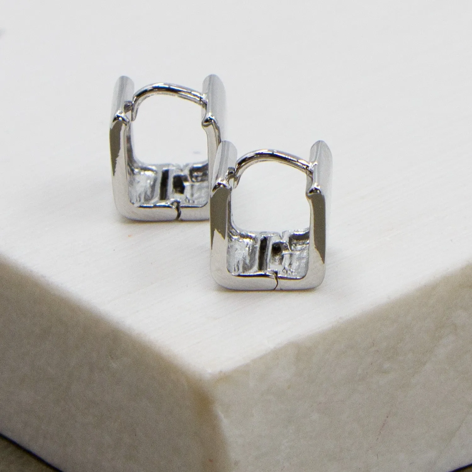 Sleek mini square hoops contemporary earrings