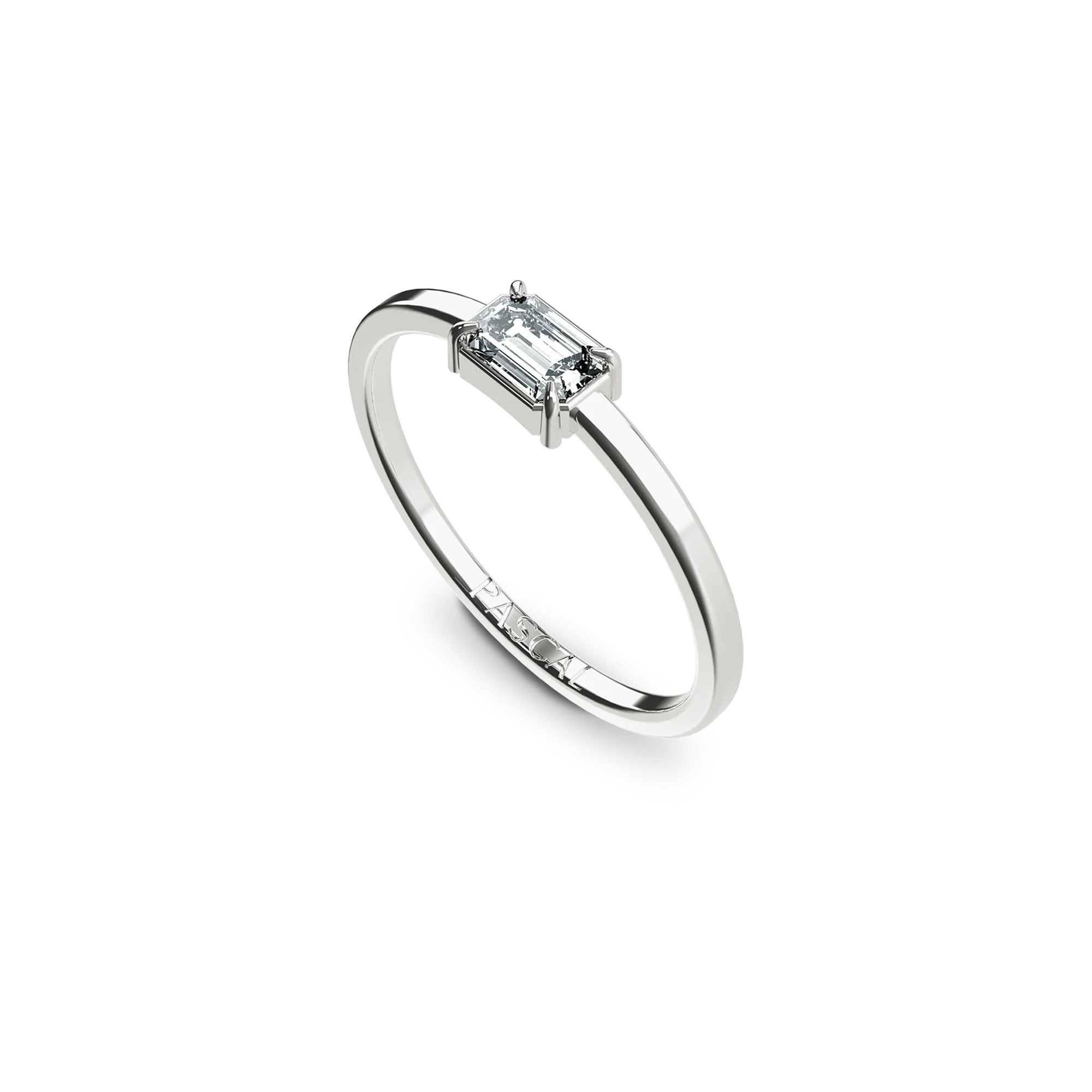 Solitaire Emerald Cut Diamond Ring