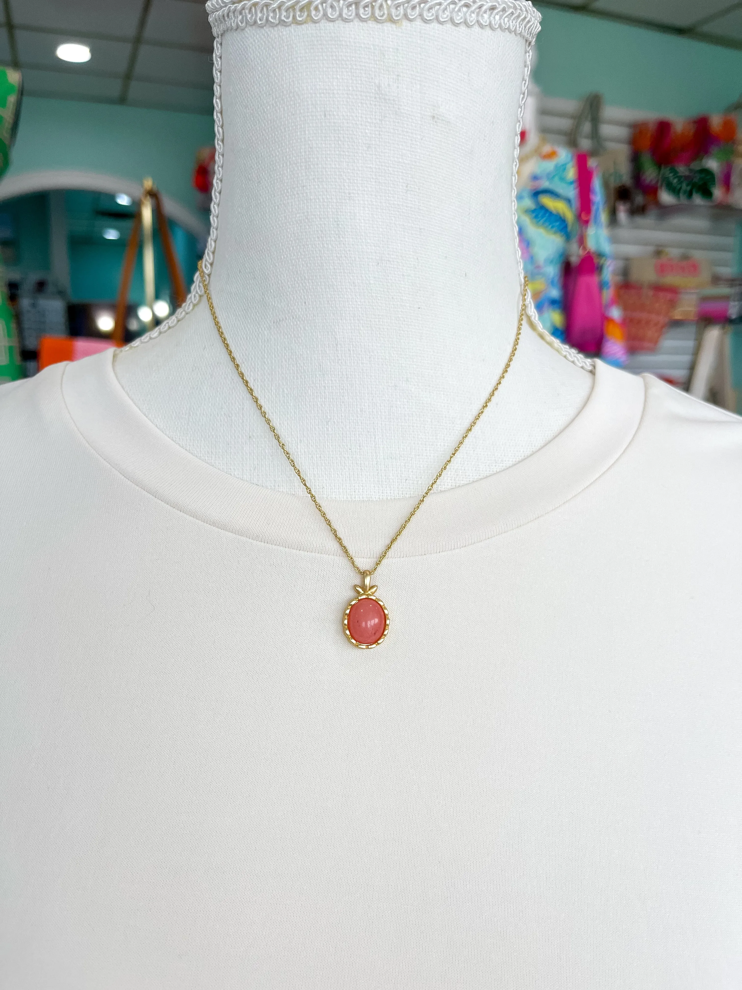 Spartina Nara Oval 17” Pink Necklace