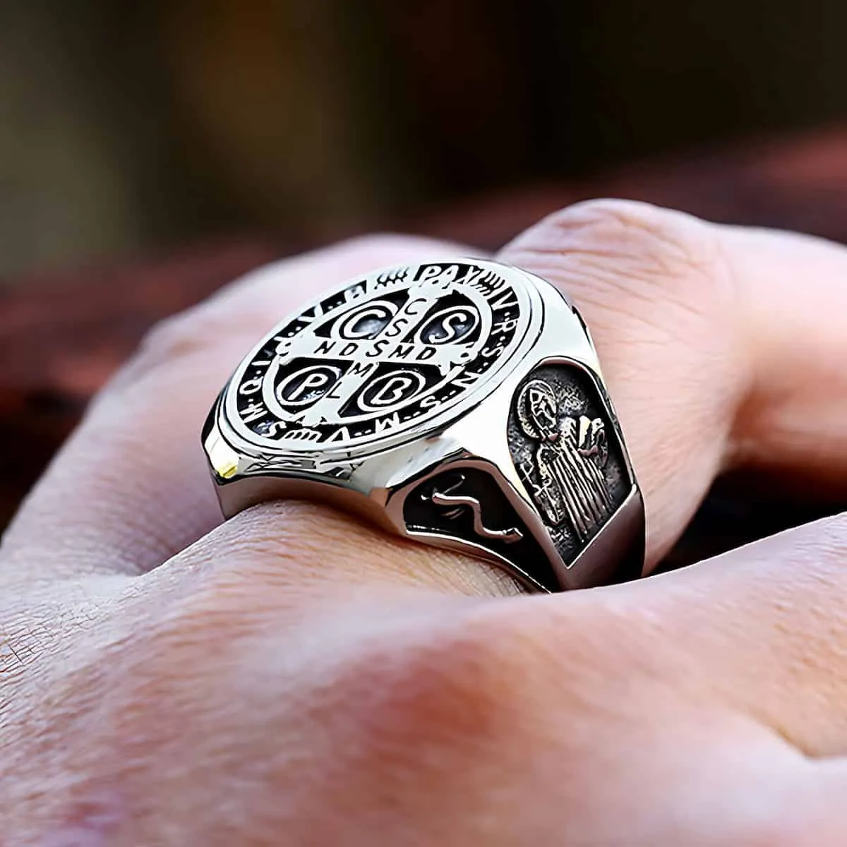 St Benedict Stainless Steel Ring