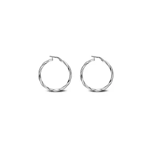 Sterling Silver 15mm Twist Hoop Earrings