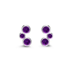 Sterling Silver Amethyst Bubble Stud Earrings