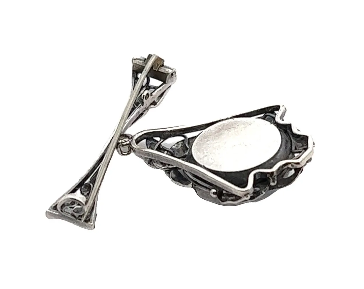 Sterling Silver & Moss Agate Brooch