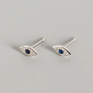 Sterling Silver Evil Eye Stud Earrings