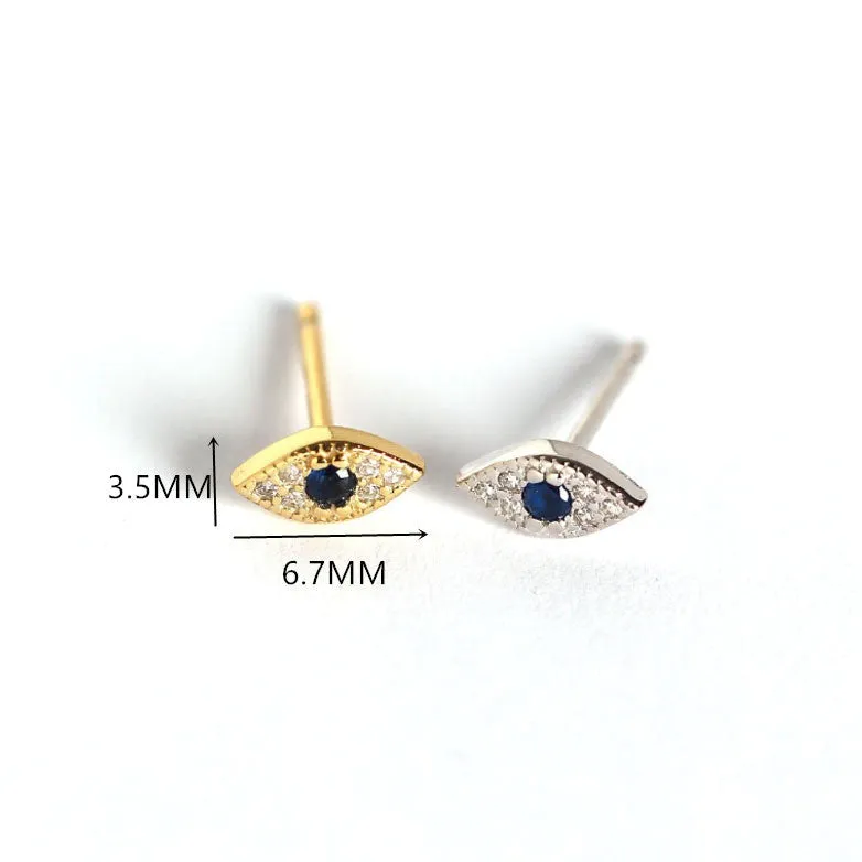 Sterling Silver Evil Eye Stud Earrings