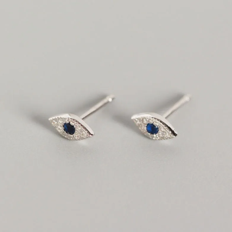 Sterling Silver Evil Eye Stud Earrings