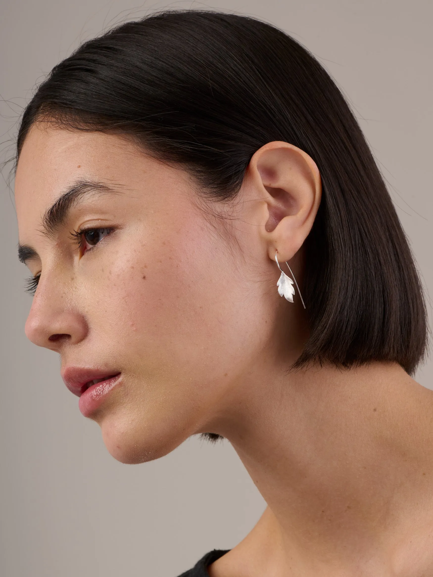 Sterling Silver Small Leaf Earrings