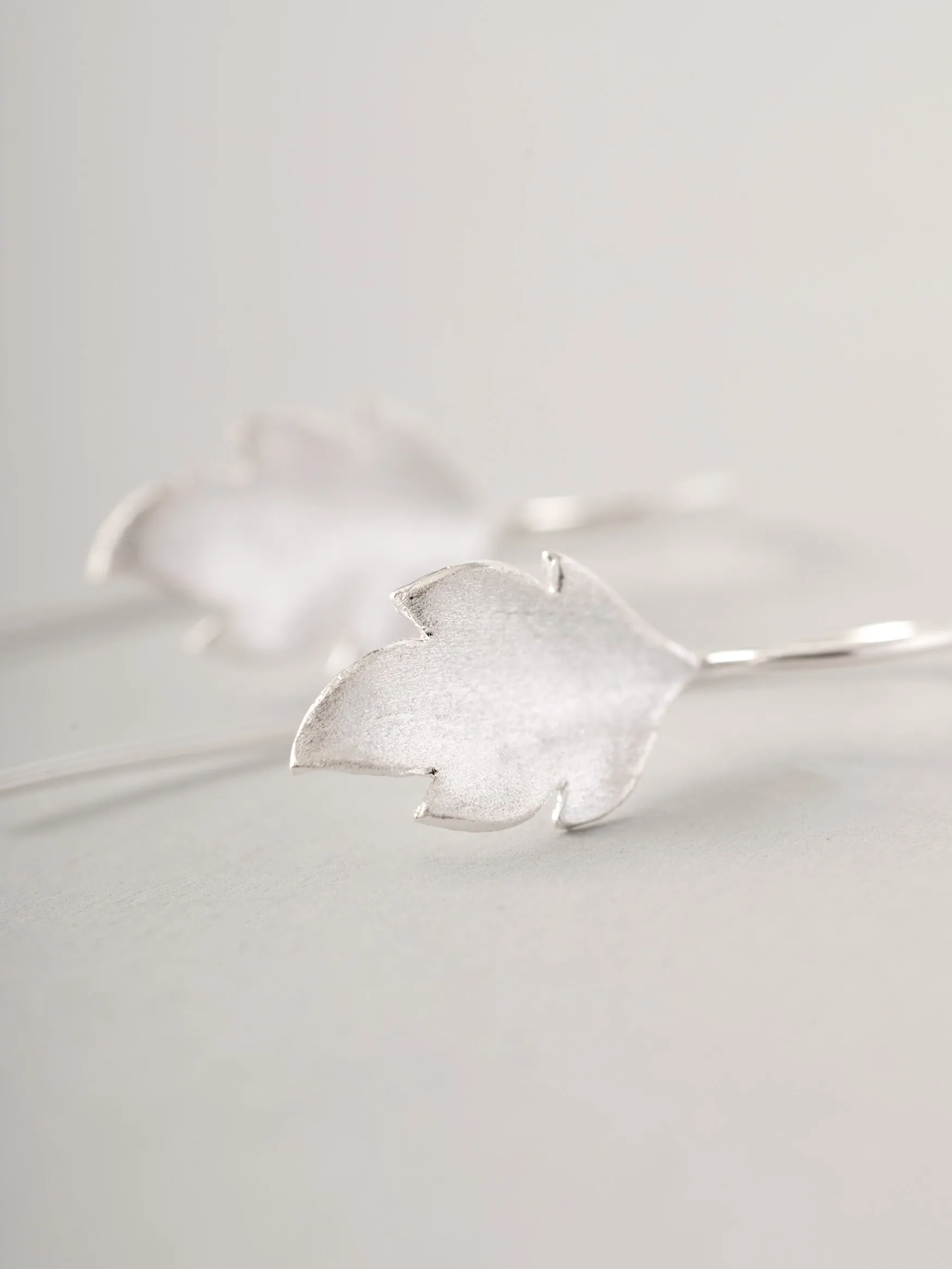 Sterling Silver Small Leaf Earrings