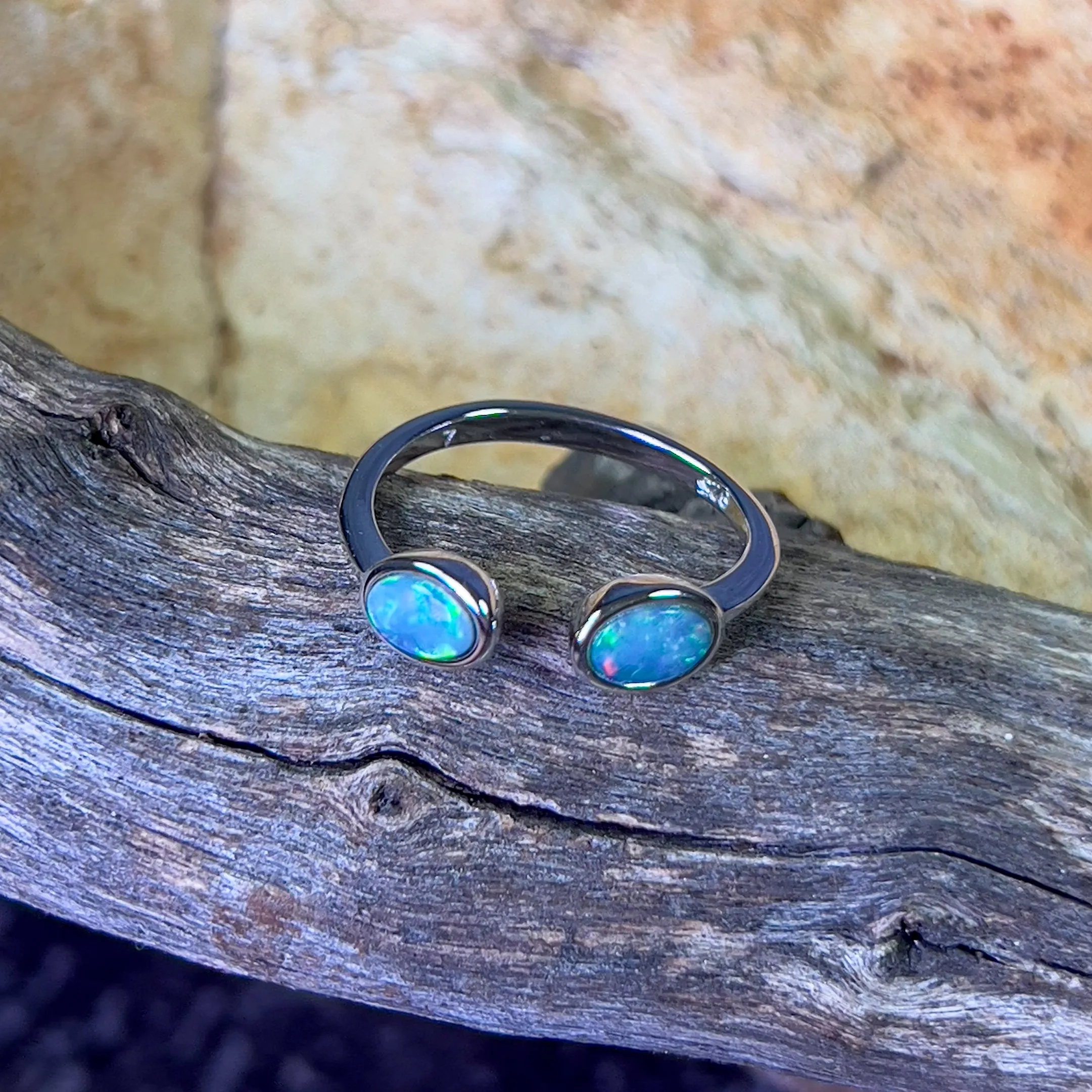 Sterling Silver split shank Opal doublet ring
