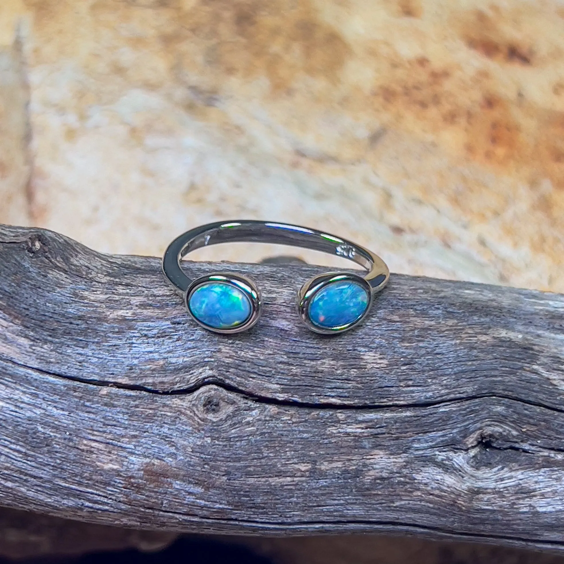 Sterling Silver split shank Opal doublet ring