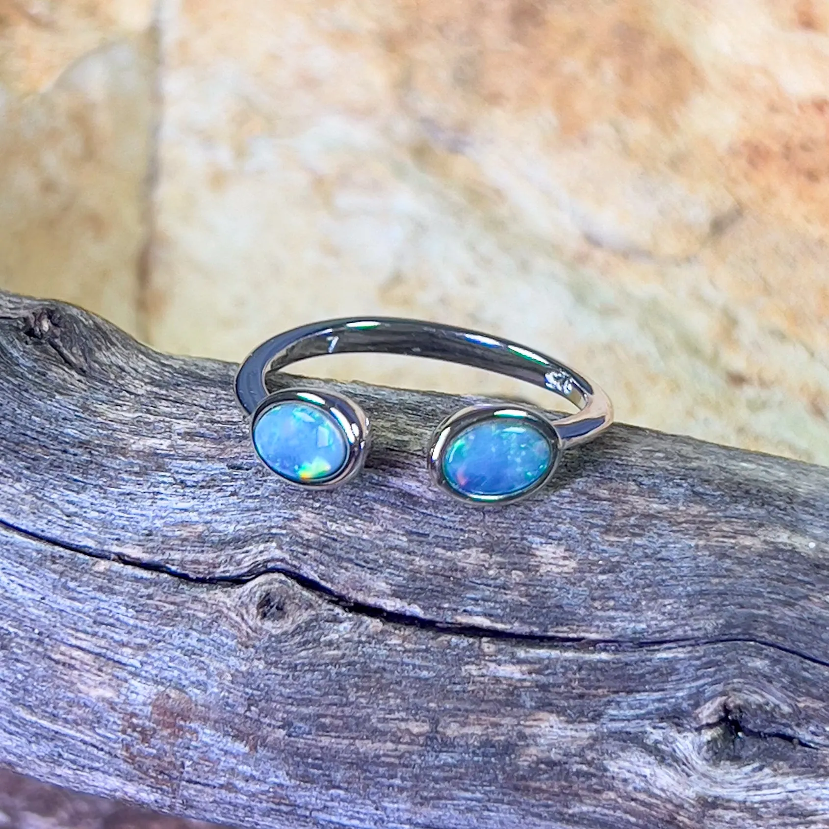 Sterling Silver split shank Opal doublet ring