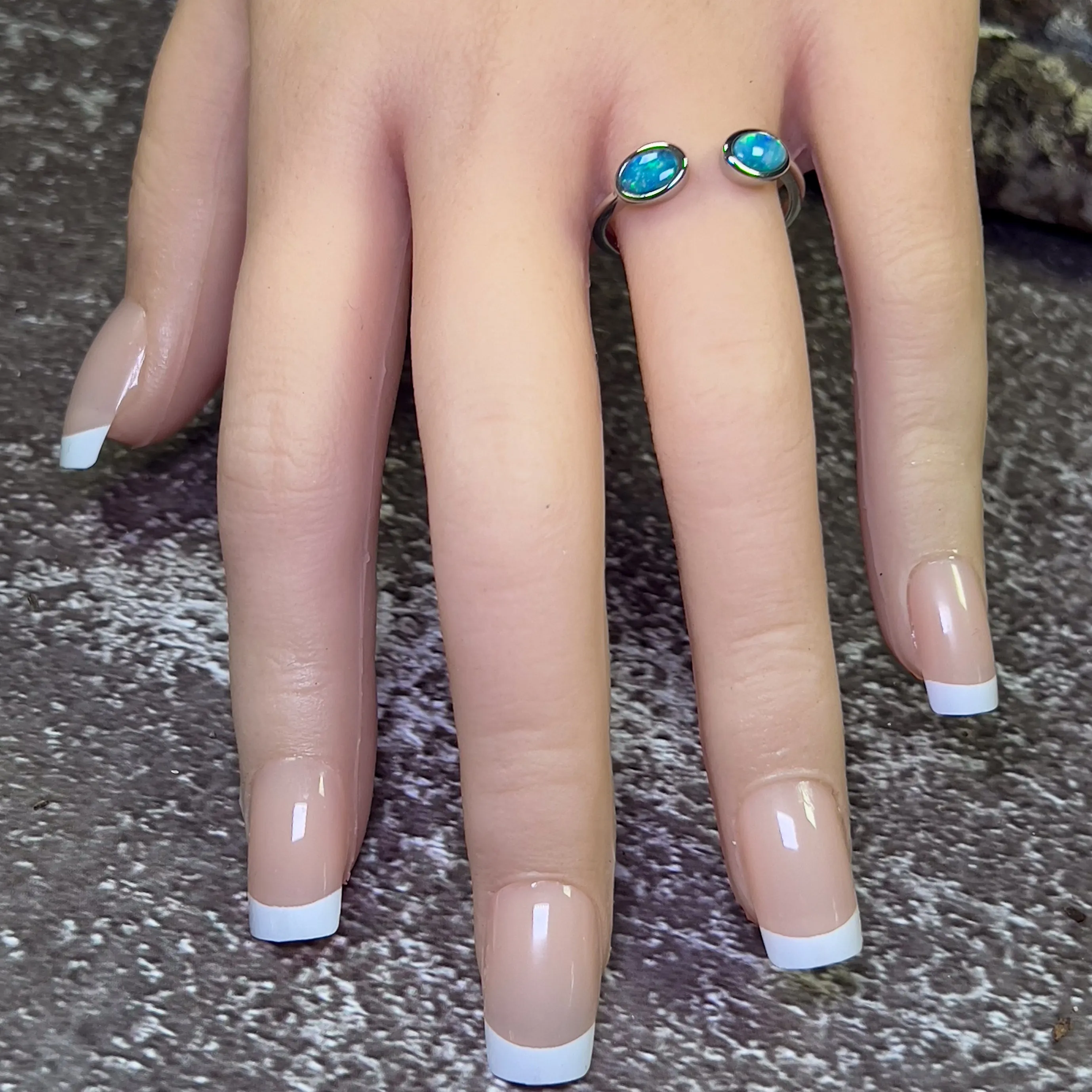 Sterling Silver split shank Opal doublet ring