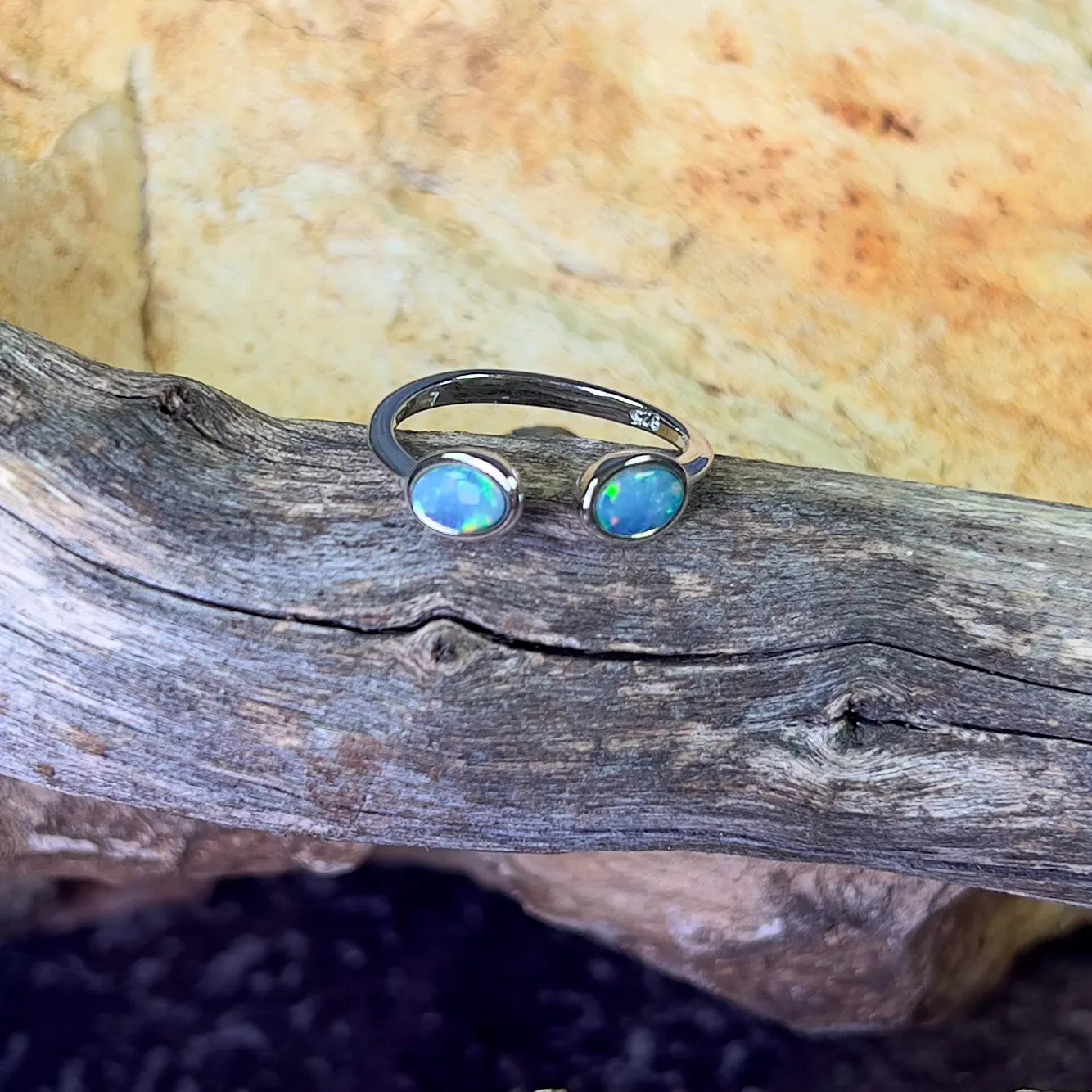 Sterling Silver split shank Opal doublet ring