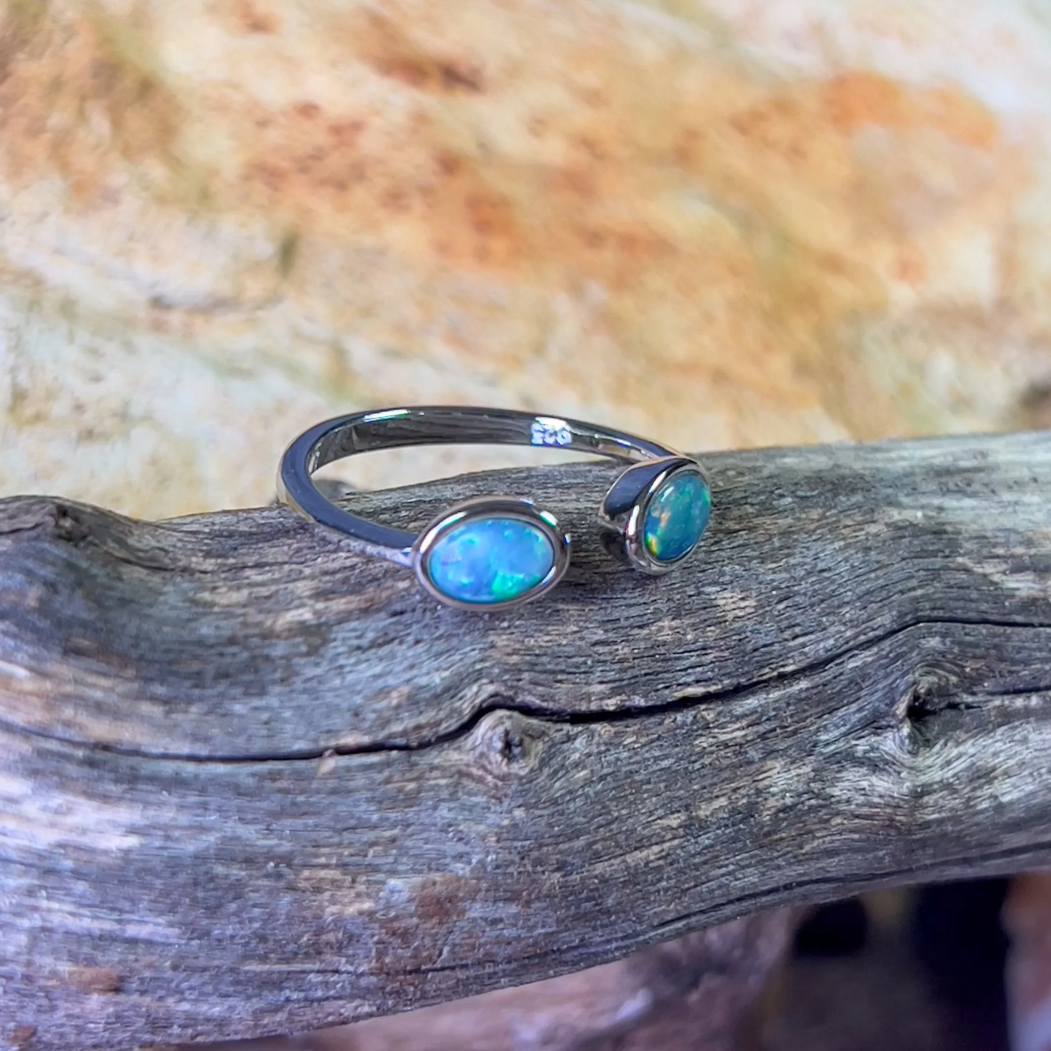 Sterling Silver split shank Opal doublet ring
