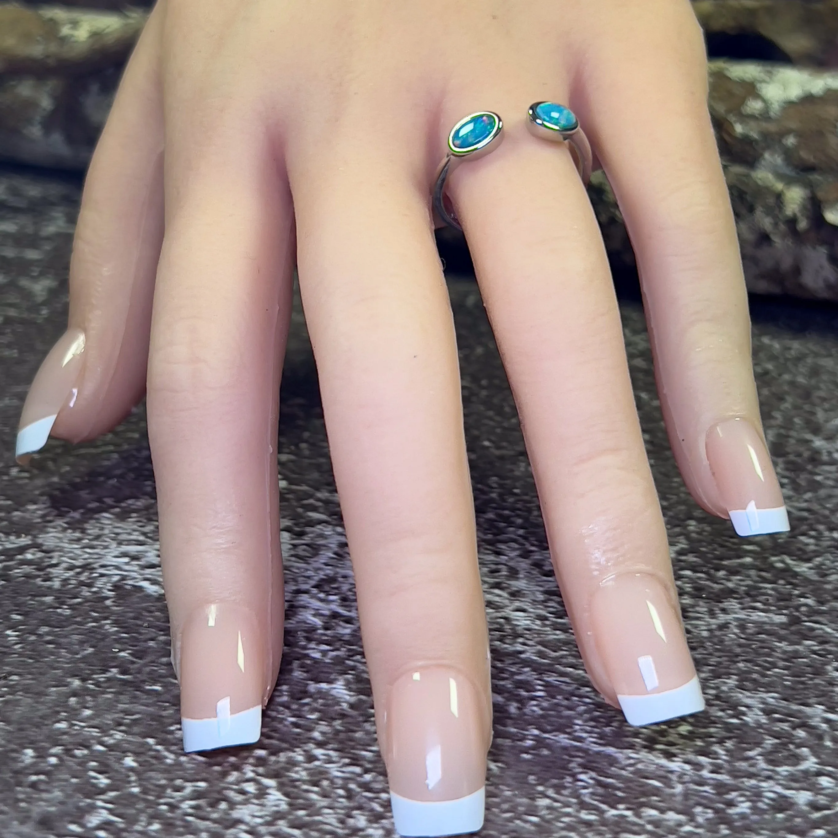 Sterling Silver split shank Opal doublet ring