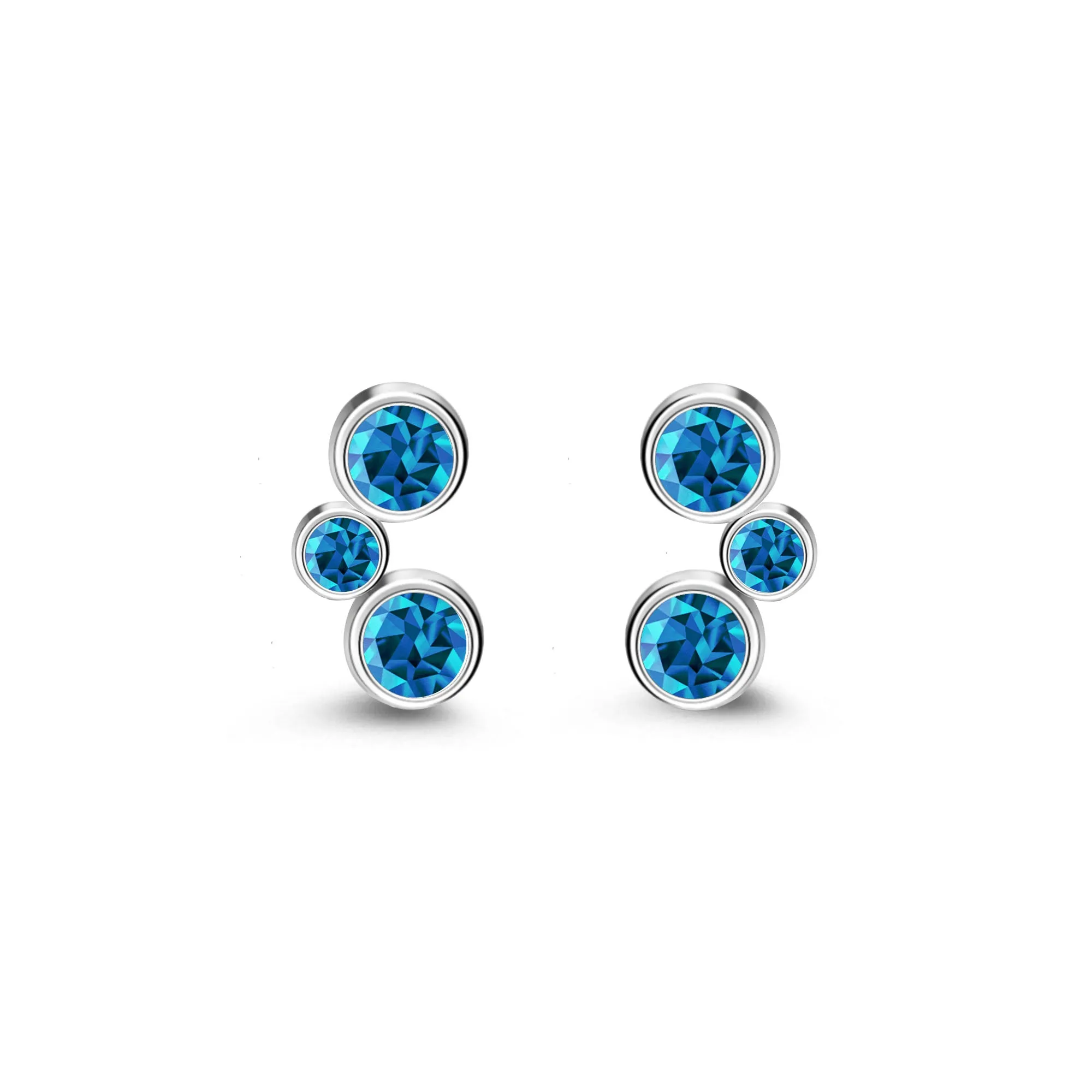 Sterling Silver Swiss Blue Topaz Bubble Stud Earrings