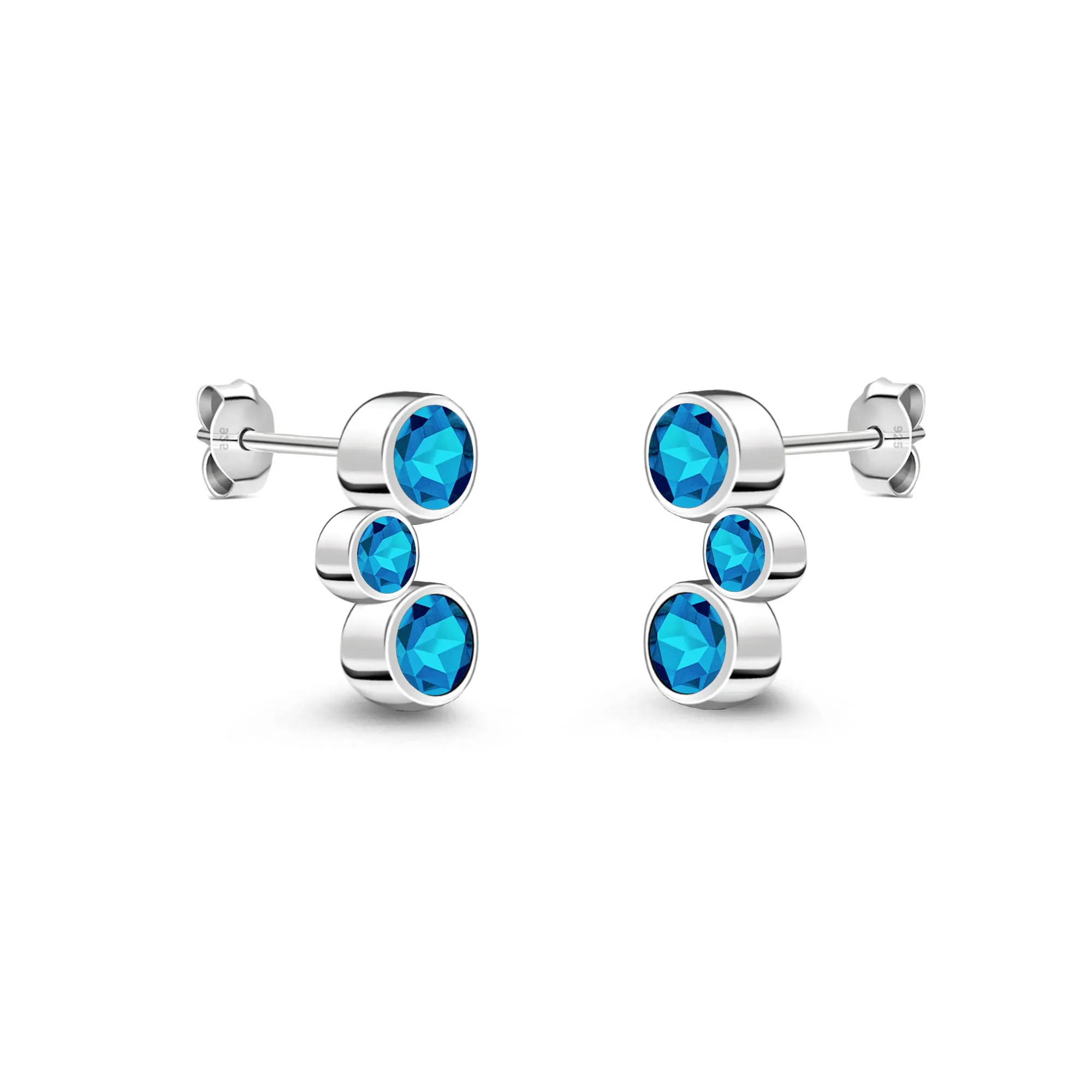 Sterling Silver Swiss Blue Topaz Bubble Stud Earrings