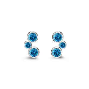 Sterling Silver Swiss Blue Topaz Bubble Stud Earrings