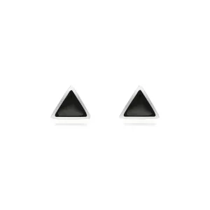 Sterling Silver Whitby Jet Triangle Stud Earrings